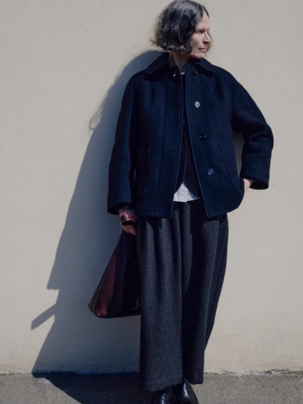 TOAST Boiled Wool Textured Short Coat – Dark Indigo